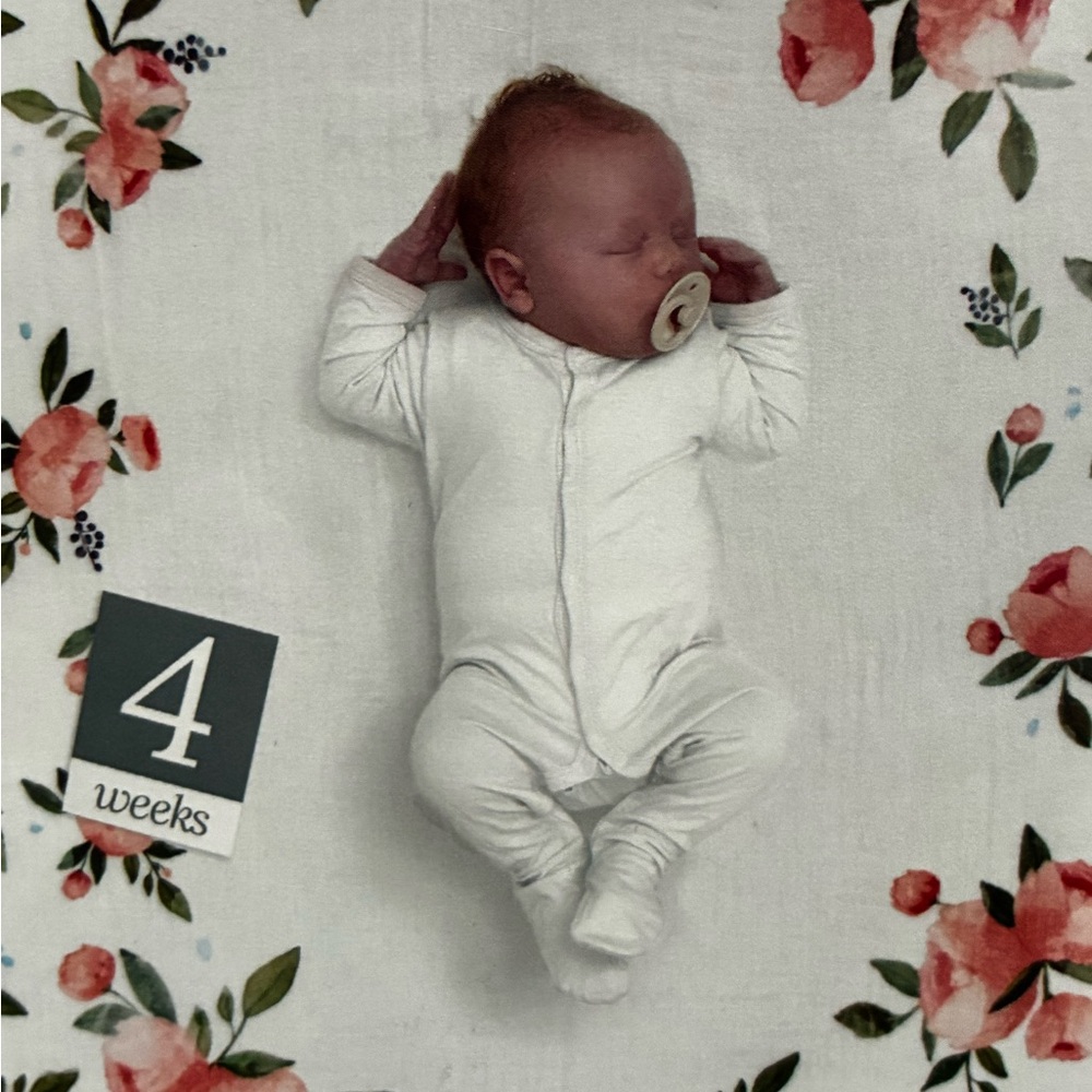 Floral Cotton Muslin Photo Blanket & Baby Age Cards NEW! - Picture 2 of 4